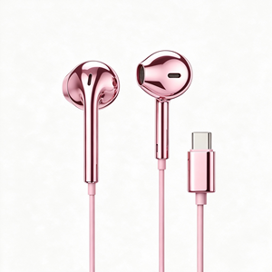 Auriculares Cromados, Auriculares Cromados Dorados, Auriculares Cromados Rosas, Auriculares con Cable Tipo C, Auriculares Cromados Plateados - Product Image 2