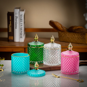 Cilindro de cristal semigris, almacenamiento de dulces para boda, candelabros cosméticos de lujo, tarros de velas de joyería vacíos - Product Image 6
