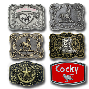 Elegante lujo moda hierro cuadrado Rodeo suave liberación rápida hombres cuero cinturón oro Led personalizado cinturón hebilla - Product Image 2