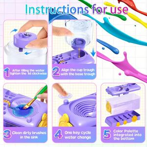 Nouvelle machine de nettoyage de pinceaux avec bouton de vidange et circulation automatique de l'eau, seau de nettoyage pour outils d'art - Product Image 4