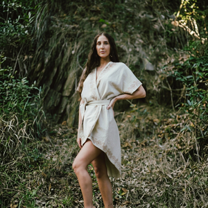 Hand Block Print Cotton <b>Dress</b> for Women with <b>Boho</b> Festival Style Nomadic Goddess Inspiration Fair Trade <b>Summer</b> Wear - Product Image 1