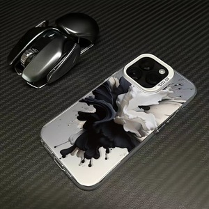 Splash inchiostro bianco nero stampa placcato argento chiave TPU PC custodia per <span class=keywords><strong>Iphone</strong></span> 8 <span class=keywords><strong>X</strong></span> Xr Xs 11 12 13 14 15 16 Pro 17 - Product Image 4
