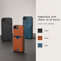 Étui de téléphone rétro en cuir antichoc avec coque arrière en TPU et PC givré, double porte-cartes, support et béquille pour smartphones