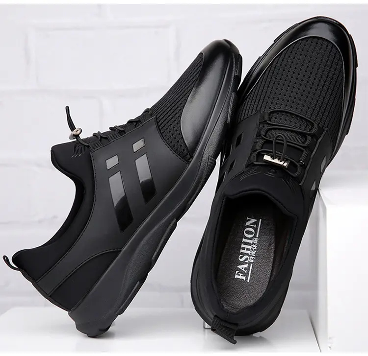 PDEP 6cm and 8cm height increasing sport shoes black causal walking styles elevator sneaker shoes for men