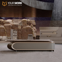 Bureau de direction de luxe haut de gamme en forme de L, table de bureau pour directeur, PDG, patron, mobilier de bureau, solutions en MDF E0, bureau de direction exécutif