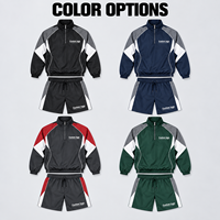Survêtement Homme Personnalisé Color Block avec Col Zippé, Veste et Short Tissés, Logo Imprimé pour un Style Décontracté Quotidien