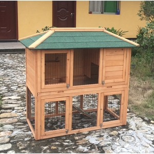 SDR028 Eco-Friendly Wooden Double Decker Rabbit Hutch for <b>Small</b> Animals All Seasons Use - Product Image 5