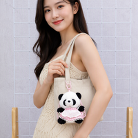 Joli pendentif en peluche Panda, jouet doux en peluche courte, poupée en coton PP, porte-clés à habiller pour cadeau et fête