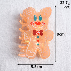 Pinza para el pelo con diseño de dibujos animados, accesorio de Navidad, <span class=keywords><strong>hombre</strong></span> de jengibre, elegante, diseño de cangrejo de alce, dulce fiesta, listo para mujeres, acetato - Product Image 3