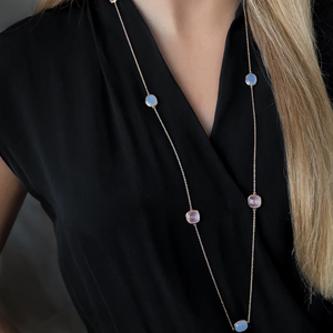 Joyería personalizada, joyería fina, collar de piedras preciosas de cuarzo rosa Natural, collar de plata de ley 925 con abalorio de piedra natal de Aguamarina para mujer, joyería - Product Image 3