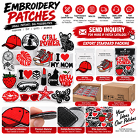 Patch brodé thermocollant et à coudre, motifs variés : Rouge, Noir, Blanc, Girl Power, Fraise, Rouge à lèvres, Chat, Cœur, Maman, Mignon