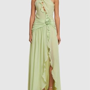 Robe longue élégante en mousseline pour femme, dos nu, avec ruban, style simple et sexy, pour occasions spéciales - Product Image 1