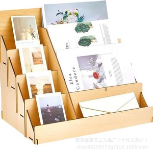 Soporte de madera para tarjetas, organizador de escritorio de 4 capas, estante de almacenamiento para tarjetas, soporte de exhibición para notas - Product Image 2