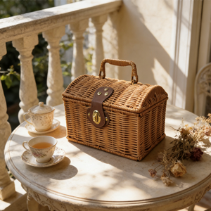 Panier de rangement portable <span class=keywords><strong>vintage</strong></span> avec couvercle rabattable, multi-usages, accessoire photo, boîte cadeau de mariage, rangement de jouets, prêt <span class=keywords><strong>à</strong></span> transporter, deux tailles - Product Image 3
