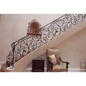 Vendita all'ingrosso balaustra dritto ringhiera-wrought iron stair balusters staircase railing for indoor stairs