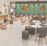 Nordic light meubles de restaurant de luxe table de rock en bois massif cabine en cuir PU café ensemble de restaurant commercial