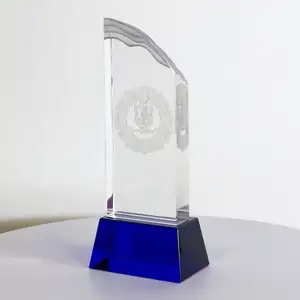 Награды нового дизайна, небольшой размер, синее Хрустальное стекло K9, трофей, пустой трофей с индивидуальным логотипом и словами