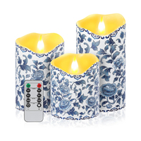 Bougie Pilier LED Sans Flamme Style Chinoiserie Classique, Télécommandée, Écologique, Fonctionnant sur Piles, Décoration pour Fêtes de Noël