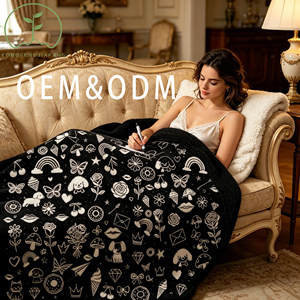 DIY Coloring Blanket with Markers washable for Wintner Wholesale Manta Para Colorear Lavable for Adults Lover <strong>Fleece</strong> <strong>Sherpa</strong> - Product Image 1