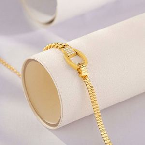 European American 18K Gold <b>Copper</b> Alloy Gold Plated Trendy High-End Personalized Hip Hop Charm <b>Bracelet</b> Blade Chain Chain - Product Image 3