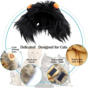 Premium stile classico leone criniera parrucca regolabile lavabile per il Costume di gatto di Halloween comodo pelo di leone vestiti di gatto vestito - Product Image 6