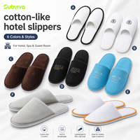 Chaussons d'hôtel légers à bout fermé, confortables, en tissu type coton, jetables, pour hôtel, spa, voyage