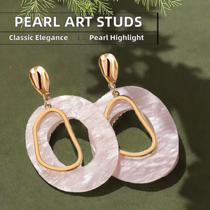 Pendientes de Perlas con Pintura al Óleo de Resina y Acrílico, Coloridos, Elegantes y Vintage, Personalizados al por Mayor, Estilo Clásico - Product Image 3