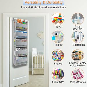 Over The Door Organizer 5 Shelves 10 Pockets Heavy Duty Hanging <b>Storage</b> For Behind Doors On Walls - Product Image 4