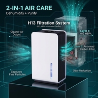 Déshumidificateur purificateur d'air MD823B, élimination automatique de l'humidité, réservoir d'eau de 3,2 L pour la maison, en vente