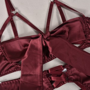 Ensemble de lingerie coquine à nœud papillon, crochetée, respirante, ouverte à l'anus, en soie, sous-vêtements sissy bilizna, non censuré, sensuel, intime, jarretière - Product Image 6