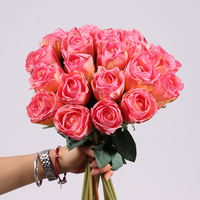 Wein Red Roses Bouquet Seiden rosen Blumen für Mittelstücke Dekoration für Hochzeit 7 Köpfe Rose Blumenstrauß