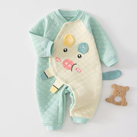 Combinaison en coton respirant à imprimé ours, trois couches épaisses, pour bébés de quelques mois, automne-hiver, super mignonne et chaude
