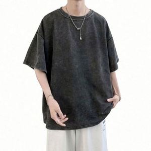 Wholesale Mens Oversize Acid Washed Solid Knitted Heavyweight Cotton Custom Graphic Logo Streetwear Vintage T-<b>Shirt</b> - Product Image 2