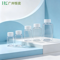 Bouteille en plastique PET transparente carrée de 80 ml, 100 ml, 150 ml, 200 ml, 300 ml