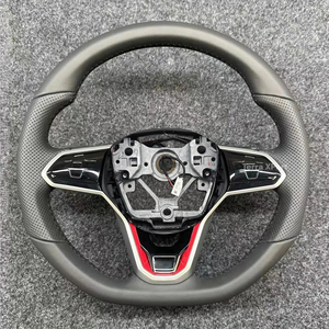 พวงมาลัยหนังแบบเจาะรูครึ่งเดียวใช้สำหรับ Volkswagen VW Golf 7R 5 6 7 8 R Mk6 Jetta Mk7 GTI POLO Passat CC - Product Image 1