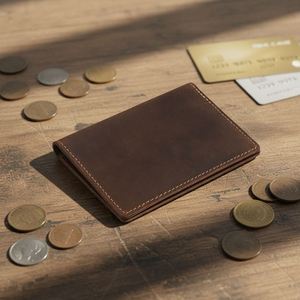 Vintage Genuine Leather Slim <b>Wallet</b> Business Card <b>Holder</b> for Men's Credit ID & Bank Cards - Product Image 3
