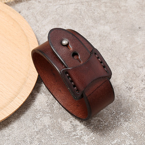 Bracciale da Uomo in Pelle Stile Retrò, Alta Qualità, Personalizzabile, in Vera Pelle Bovina, Accessorio <span class=keywords><strong>Moda</strong></span> Semplice e Vintage - Product Image 5