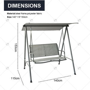 Chaise suspendue <span class=keywords><strong>double</strong></span> d'extérieur avec auvent, 2 places, cadre en métal, fer forgé, patio, jardin, plage, auvent de patio - Product Image 2