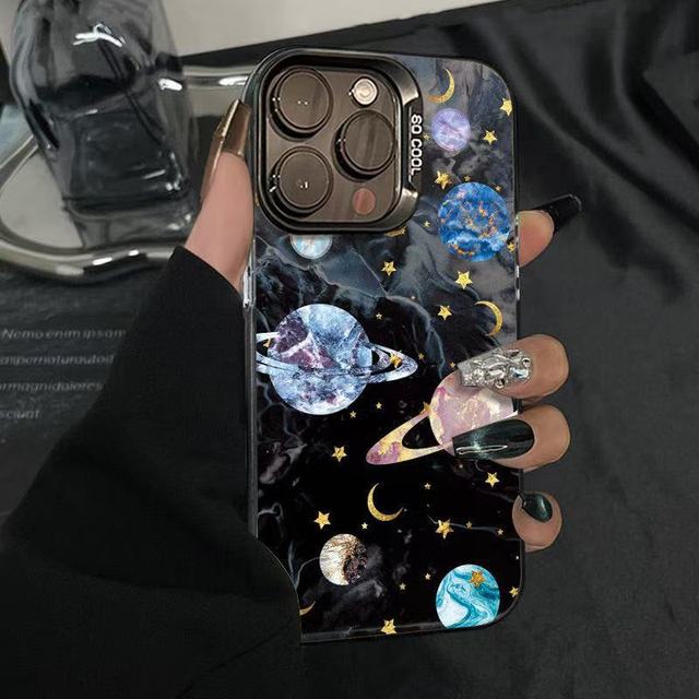 Earth Stars Space Luxury Phone Case for iPhone 17 Air16 15 14 13 12 11 Pro Max XS X XR 7 8 Plus Pc Clear Cover