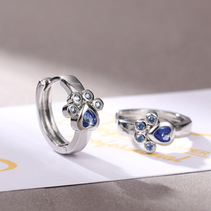 Orecchini a polsino da donna con zampa di gatto, blu, alla moda, gioielli dolci e trendy, accessorio minimalista per uso quotidiano - Product Image 2