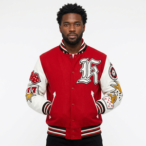 Veste universitaire en laine et viscose lourde sur mesure OEM pour hommes, veste de baseball personnalisée avec broderie et manches en cuir, veste bomber universitaire - Product Image 2
