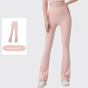 USA Oversea Warehouse High Waist Breathable Yoga Pants for Women Full Length Fitness Running Sports <b>Flare</b> <b>Leggings</b> - Product Image 6