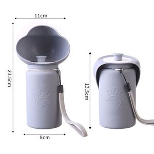 Bouteille de voyage en silicone gris pour animaux de compagnie, avec cordon en silicone de qualité alimentaire pour l'hydratation quotidienne des chiots - Product Image 6