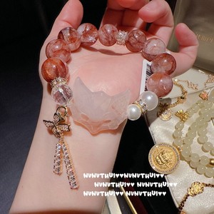 Nuovo Bracciale in Stile Cinese con Volpe Dorata in Resina Rossa e Fiori, Catena per Maglione con Perle di Cristallo a Vita Stretta, Bracciale alla Moda - Product Image 6