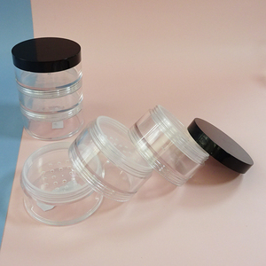 Tarro cilíndrico transparente de plástico con tapa rosada de rosca para uso cosmético, material PP AS, botella DIY, ensamblaje 3 en 1 - Product Image 2