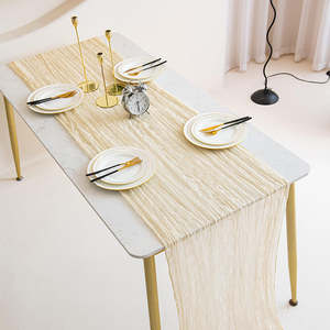 Chemin de table en gaze de coton tissée large, rustique, bohème, macramé, 100% polyester, durable, personnalisable - Product Image 1