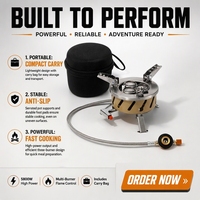 Réchaud à gaz portable 3 brûleurs haute performance 5800W, pliable, coupe-vent, pour barbecue en extérieur, avec logo personnalisé OEM