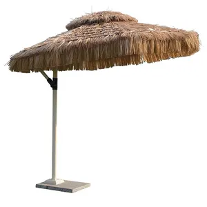 18M Outdoor Sonnenschirme mit Tilt Tropical,Palapa Stroh Hawaiian Beach Umbrellas Pole Stahlrahmen 90cm mit natürlicher Farbe/