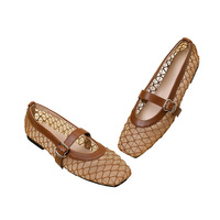 Sandales plates Mary Jane rétro ajourées respirantes couleur unie pour femmes, chaussures simples toutes saisons, expédition en 7 jours