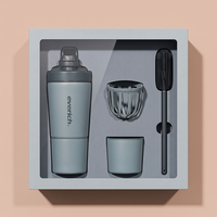 Bouteille shaker Everich avec compartiment de rangement, 26 oz, en acier inoxydable 18/8, avec boule mélangeuse et brosse, cadeau idéal pour la gym et le fitness